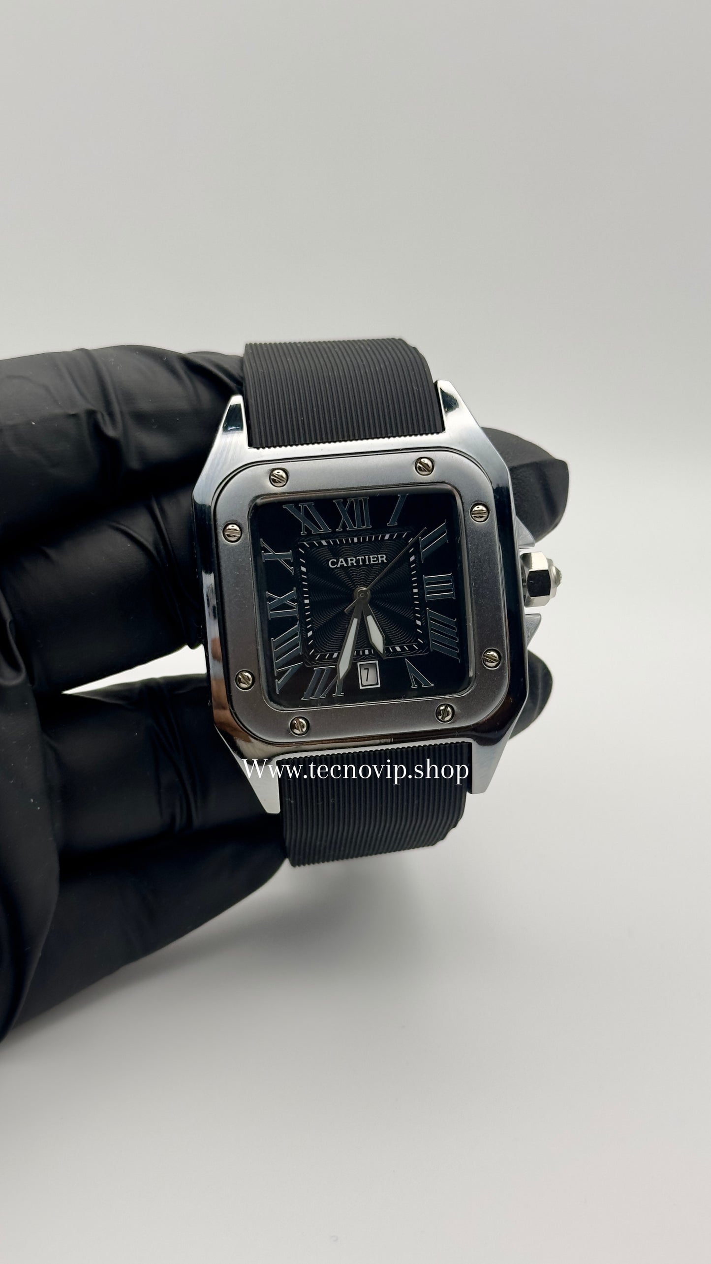 CARTIER SANTOS BLACK SILVER