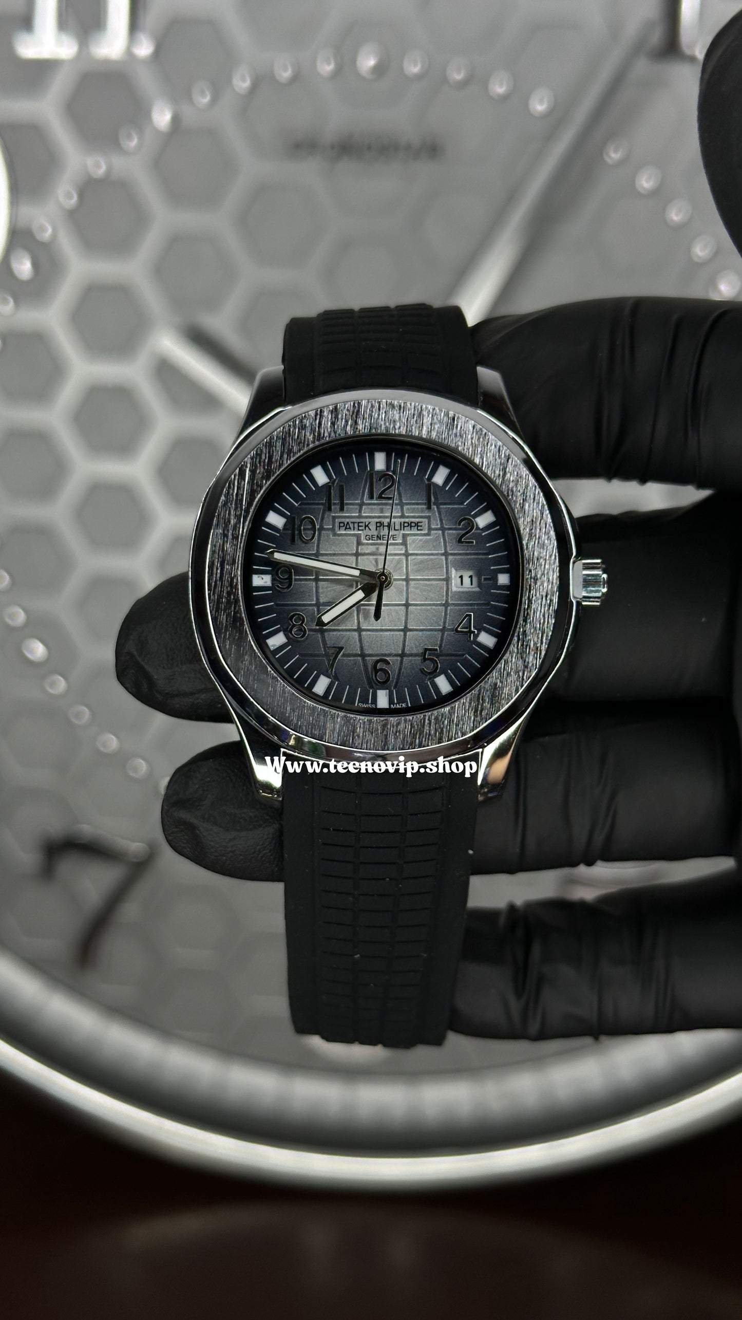 PATEK PHILIPPE BLACK WHITE AND SILVER