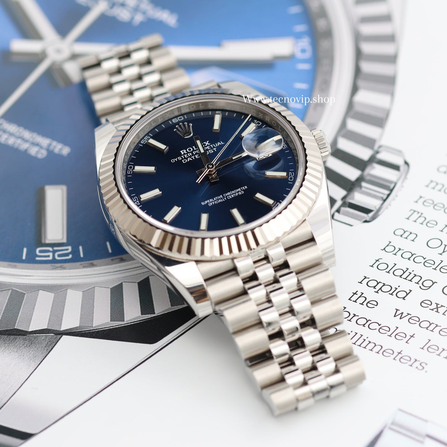 ROLEX DATE JUST SILVER AND BLUE FULL SET AAA+