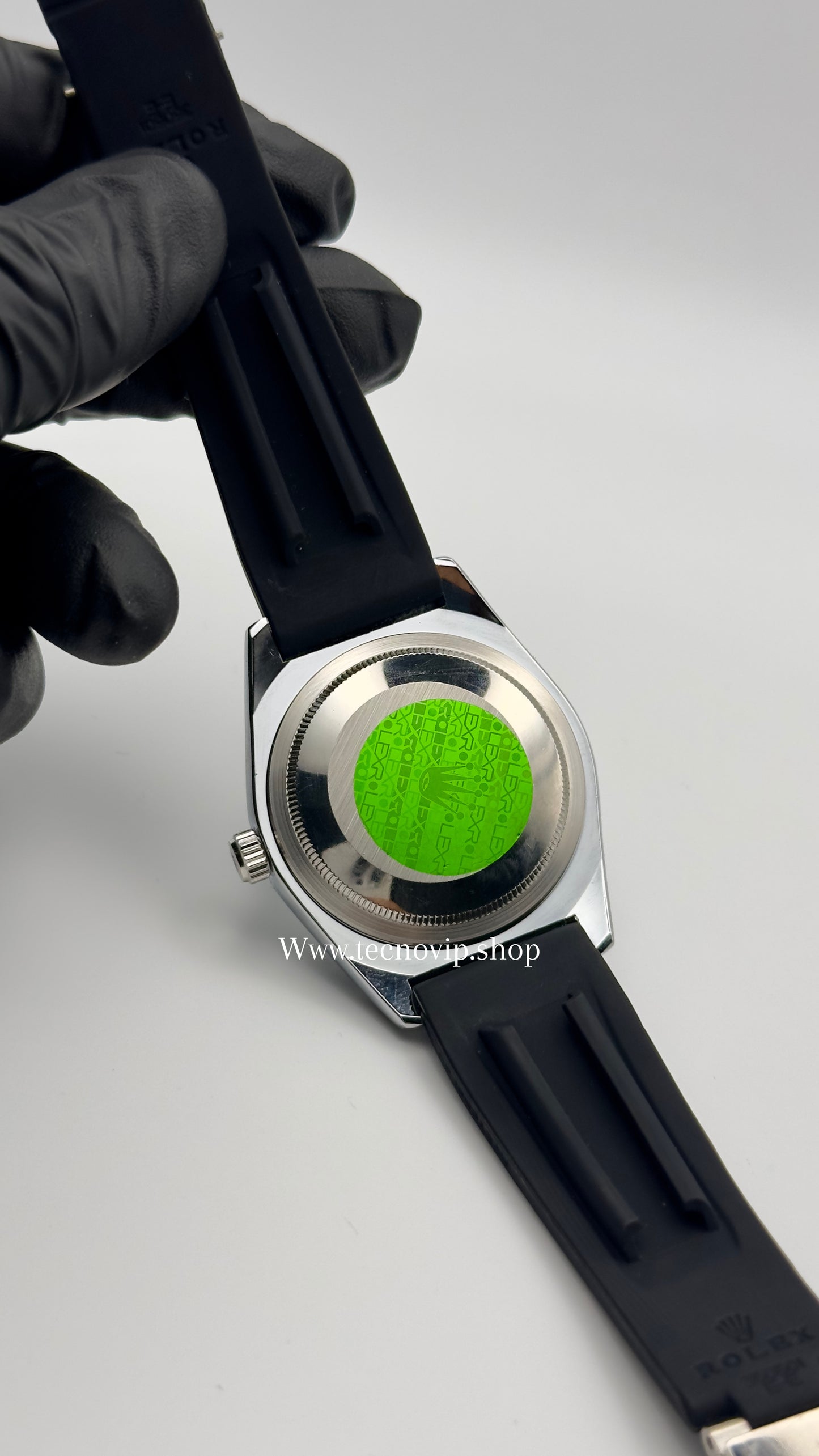 ROLEX SKYDWELLER OYSTERFLEX BLACK AND SILVER