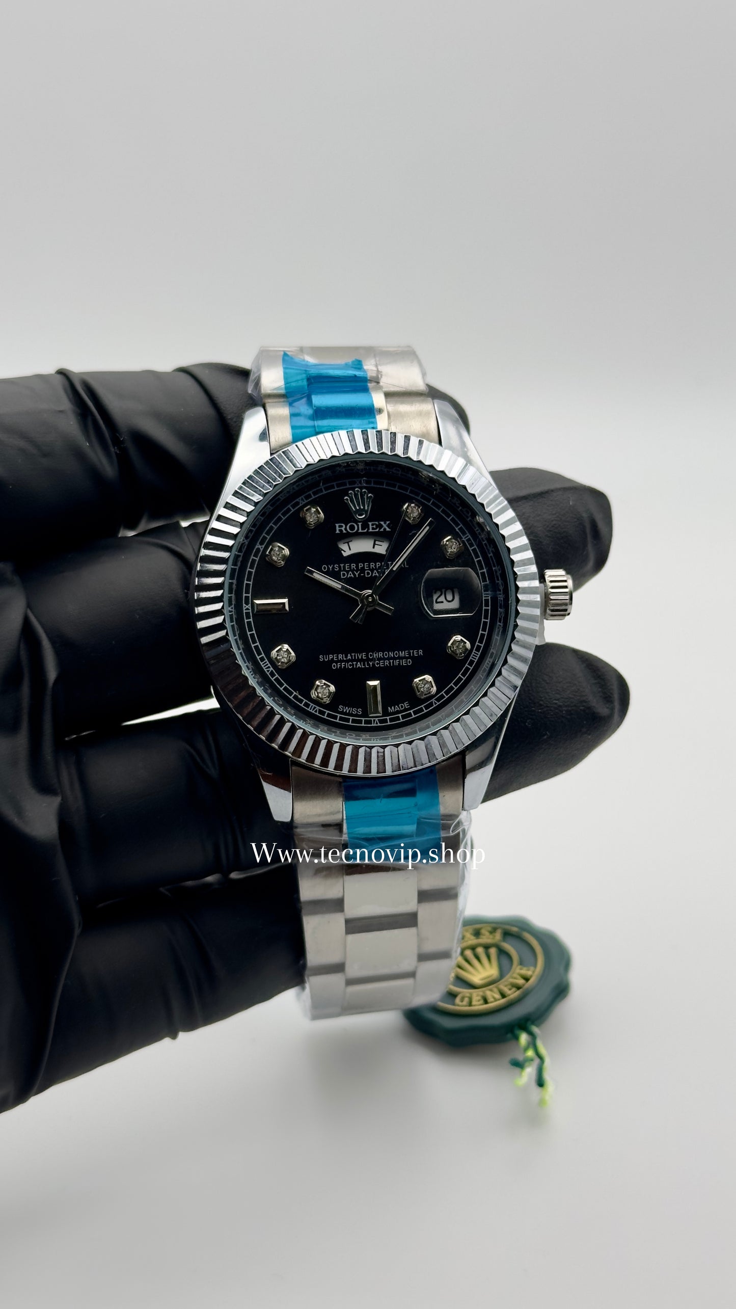 ROLEX DAYDATE SILVER AND BLACK