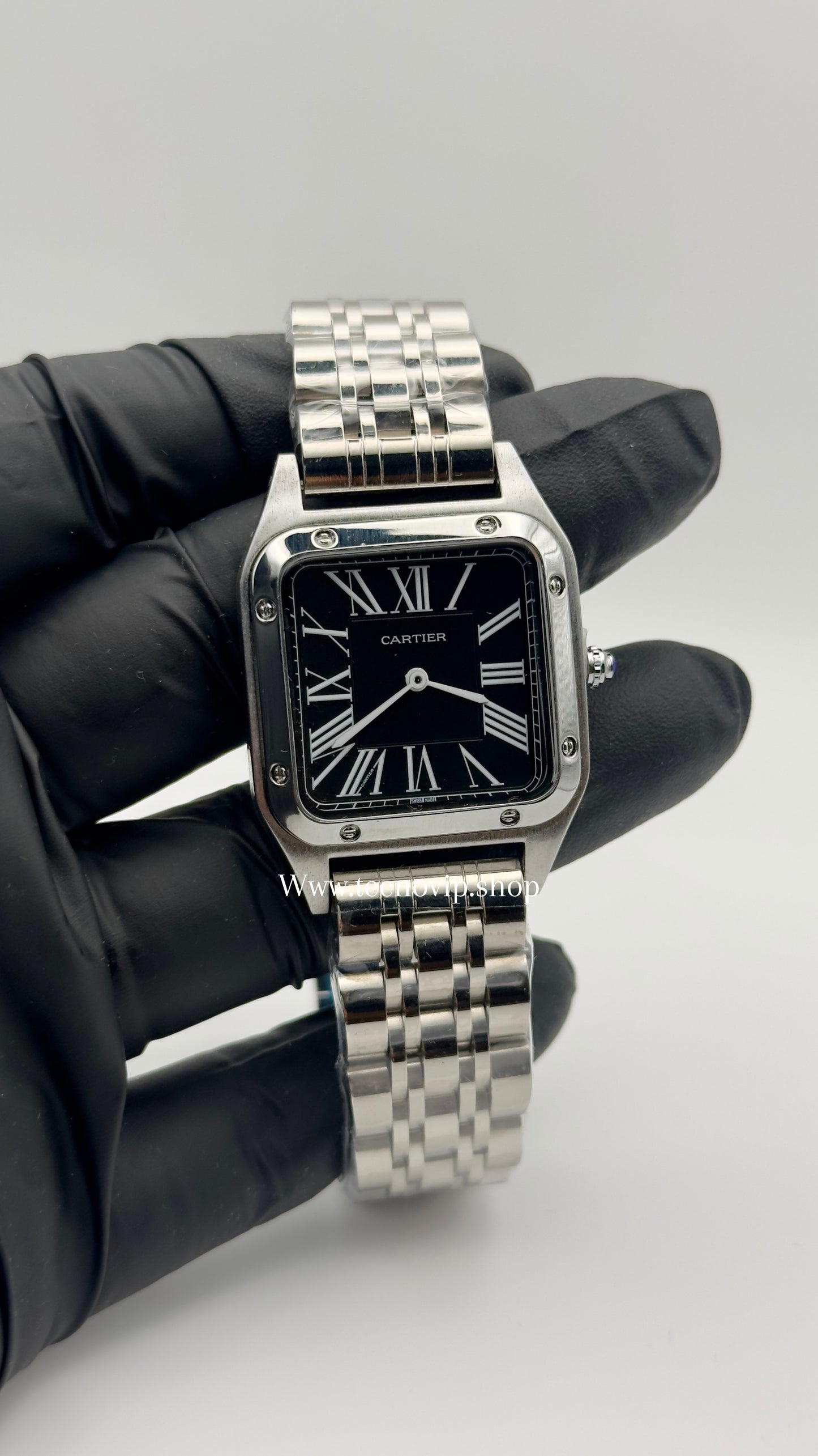 CARTIER SANTOS SILVER AND BLACK 34 (MUJER)