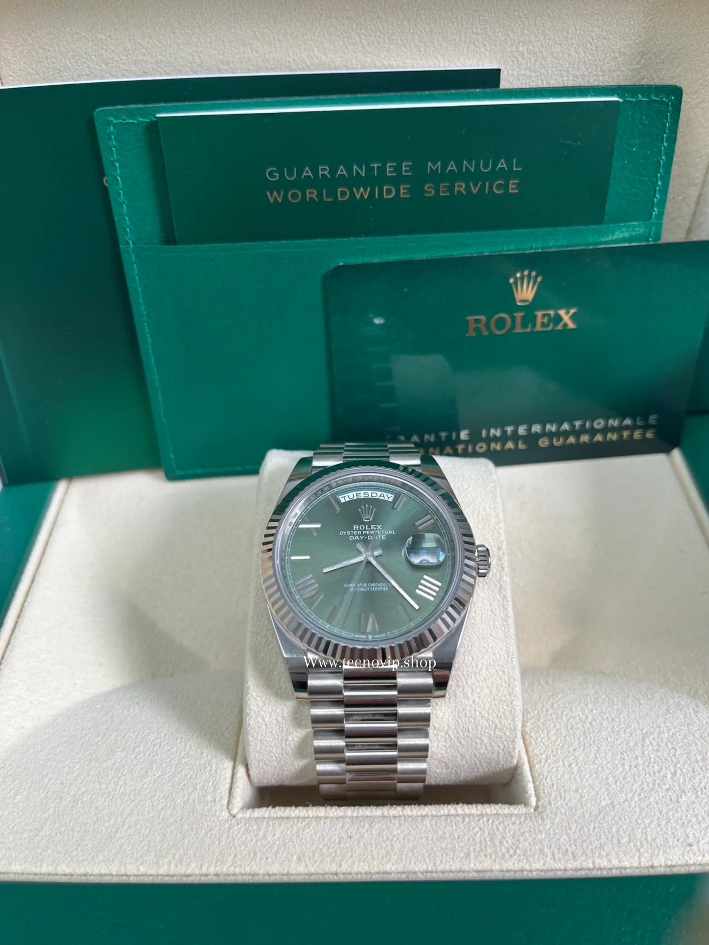 ROLEX DAY DATE SILVER AND GREEN FULL SET AAA+