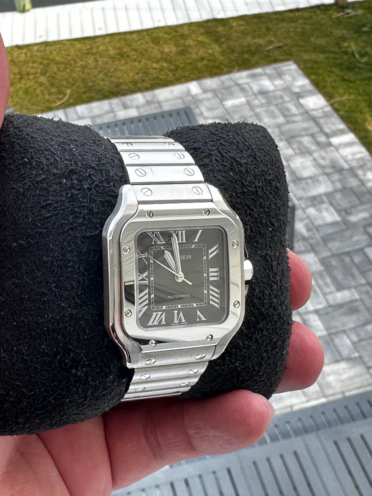 CARTIER SANTOS SILVER AND BLACK AAA (FULL SET)