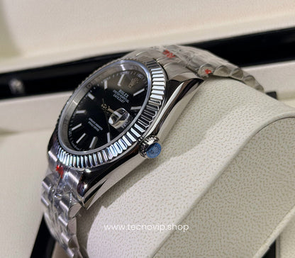 ROLEX DATEJUST SILVER AND BLACK AAA+ (OPCIÓN A FULL SET)