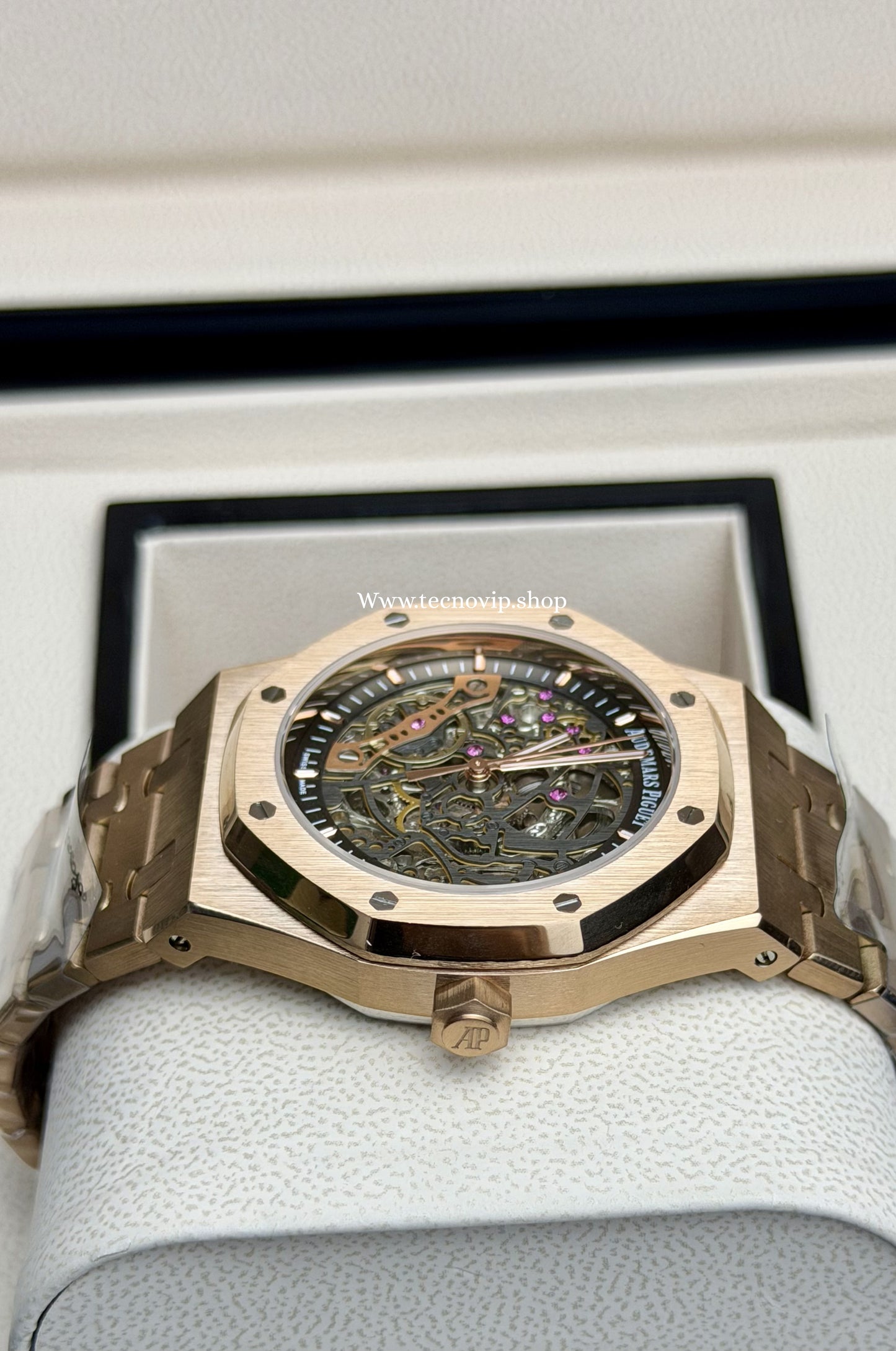 AUDHERMARS PIGUET SKELETON GOLD ROSE BLACK AAA+ (OPCIÓN A FULL SET)