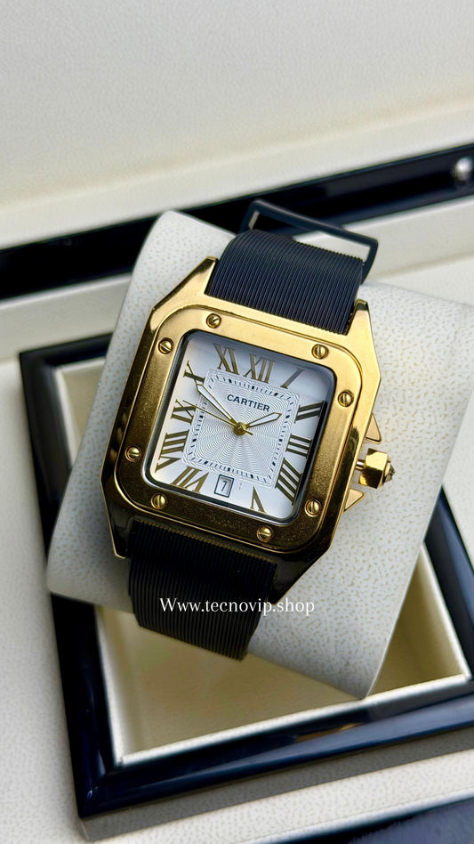 CARTIER SANTOS 100 WHITE GOLD BLACK