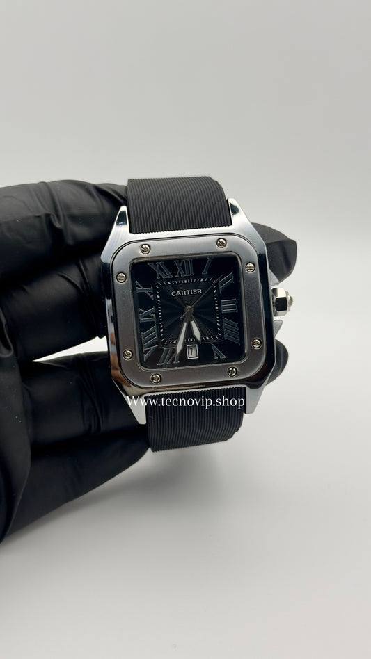 CARTIER SANTOS BLACK SILVER