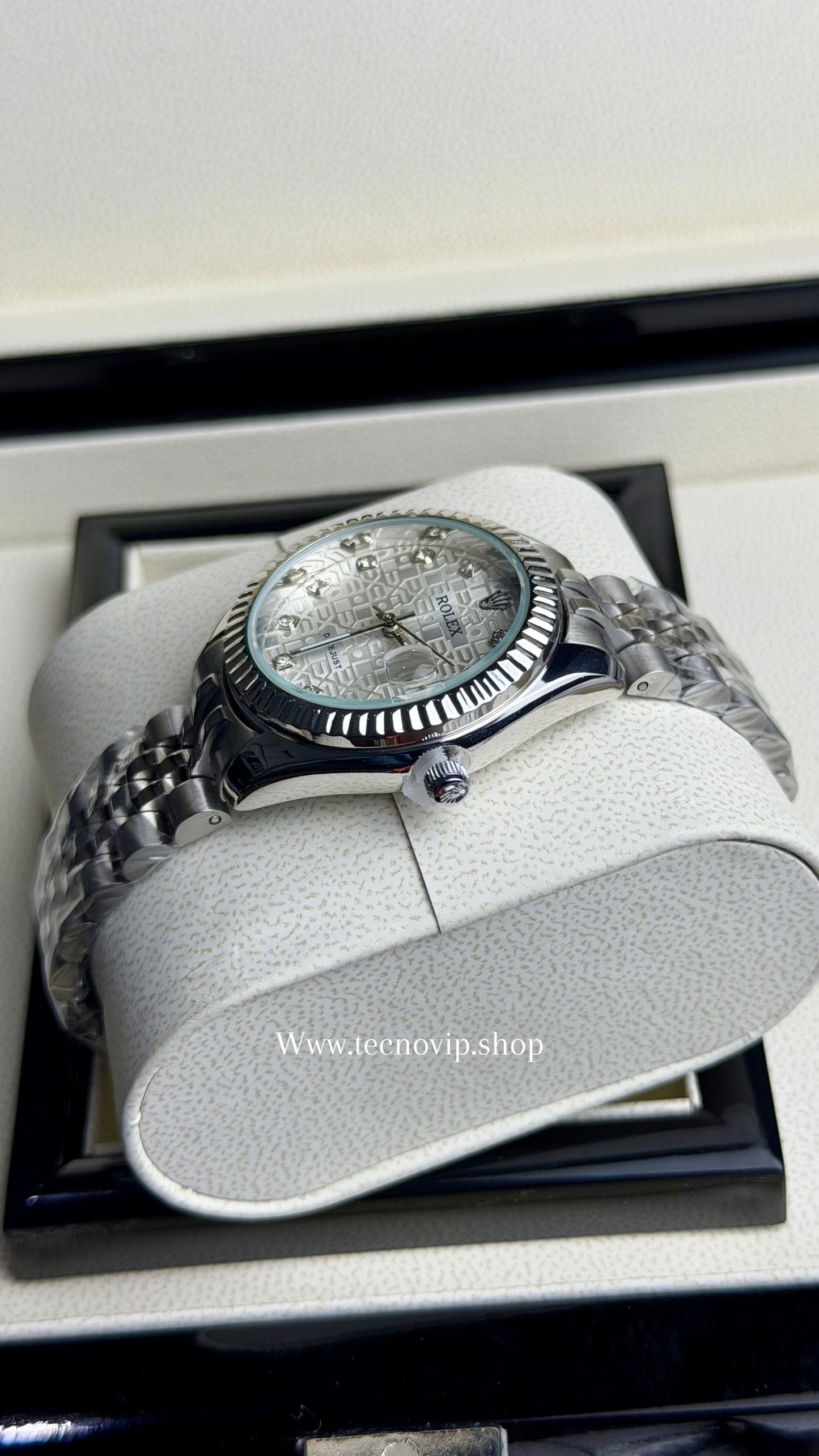 ROLEX PRESIDENCIAL SILVER AND WHITE ESTRIADO (MUJER)