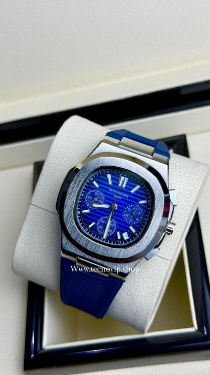 PATEK PHILLIPI CRONOGRAF BLUE SILVER  FLEX