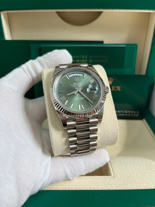 ROLEX DAY DATE SILVER AND GREEN FULL SET AAA+