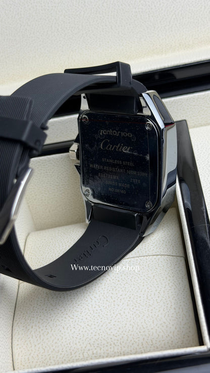 CARTIER SANTOS 100 WHITE BLACK SILVER