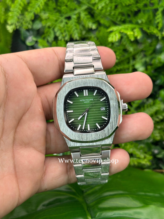 PATEK PHILIPPE NAUTILUS SILVER AND GREEN DEGRADADO SEMIAUTOMÁTICO