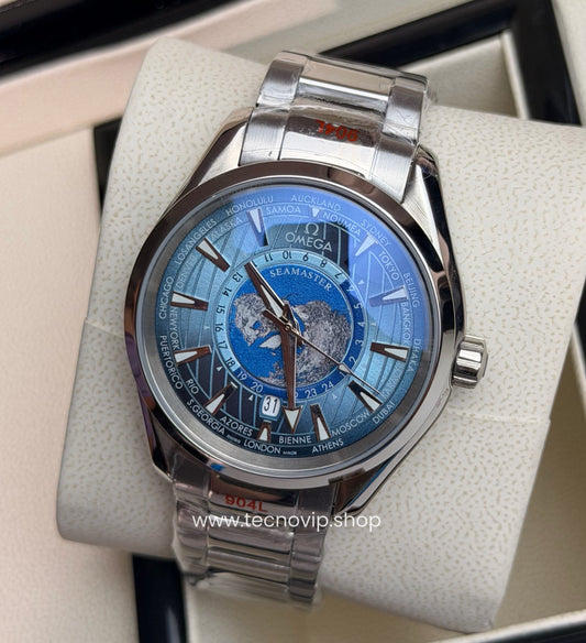 OMEGA SEAMASTER AQUA TERRA TEMPORIZADOR MUNDIAL VERANO AZUL AAA+ (OPCION A FULL SET )