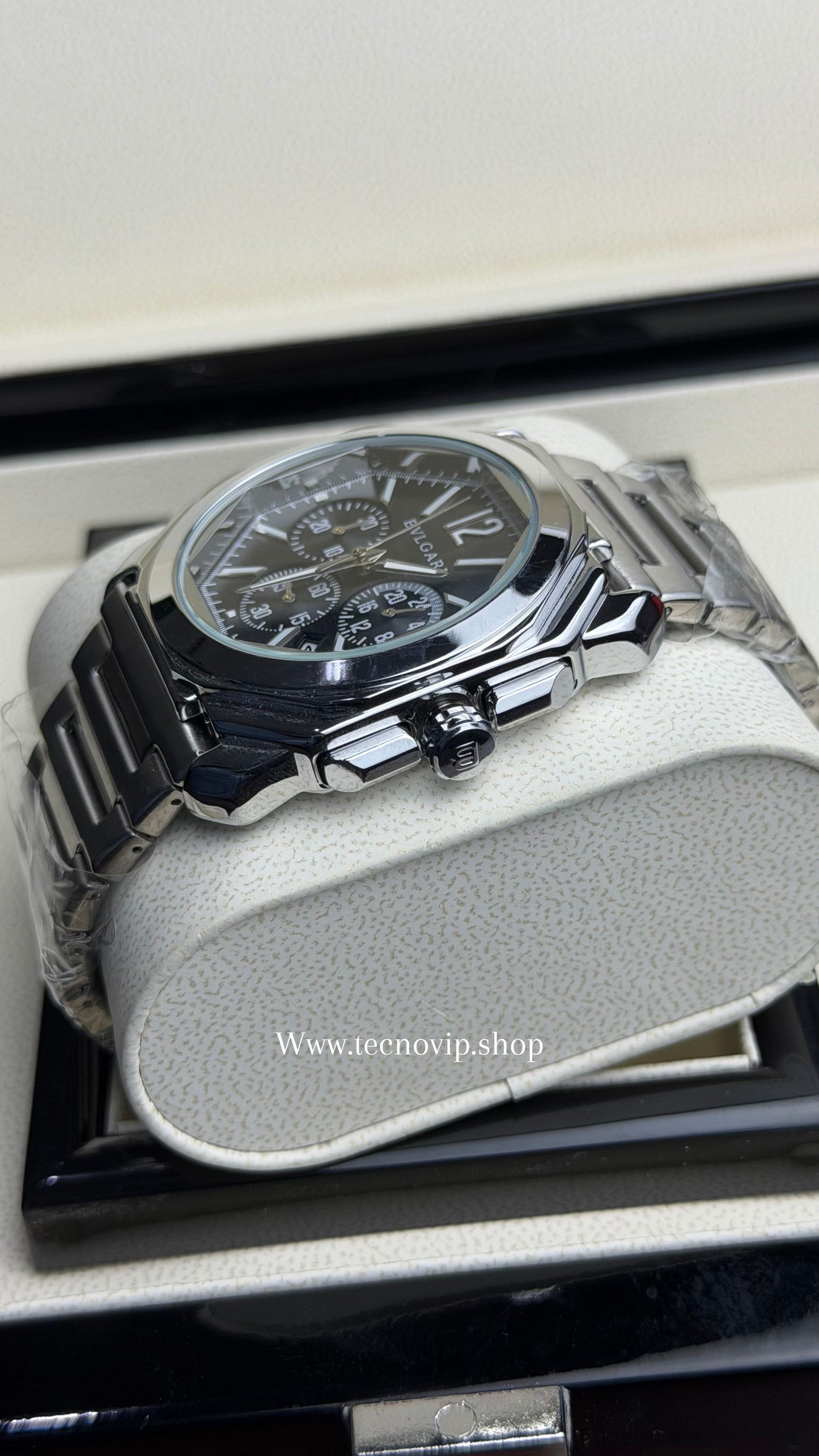 BVLGARI CRONOGRAF SILVER AND BLACK WHITE