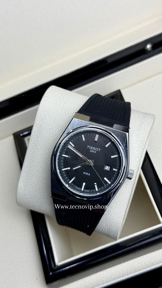 TISSOT PRX SILVER AND BLACK  SILICONA SEMIAUTOMÁTICO