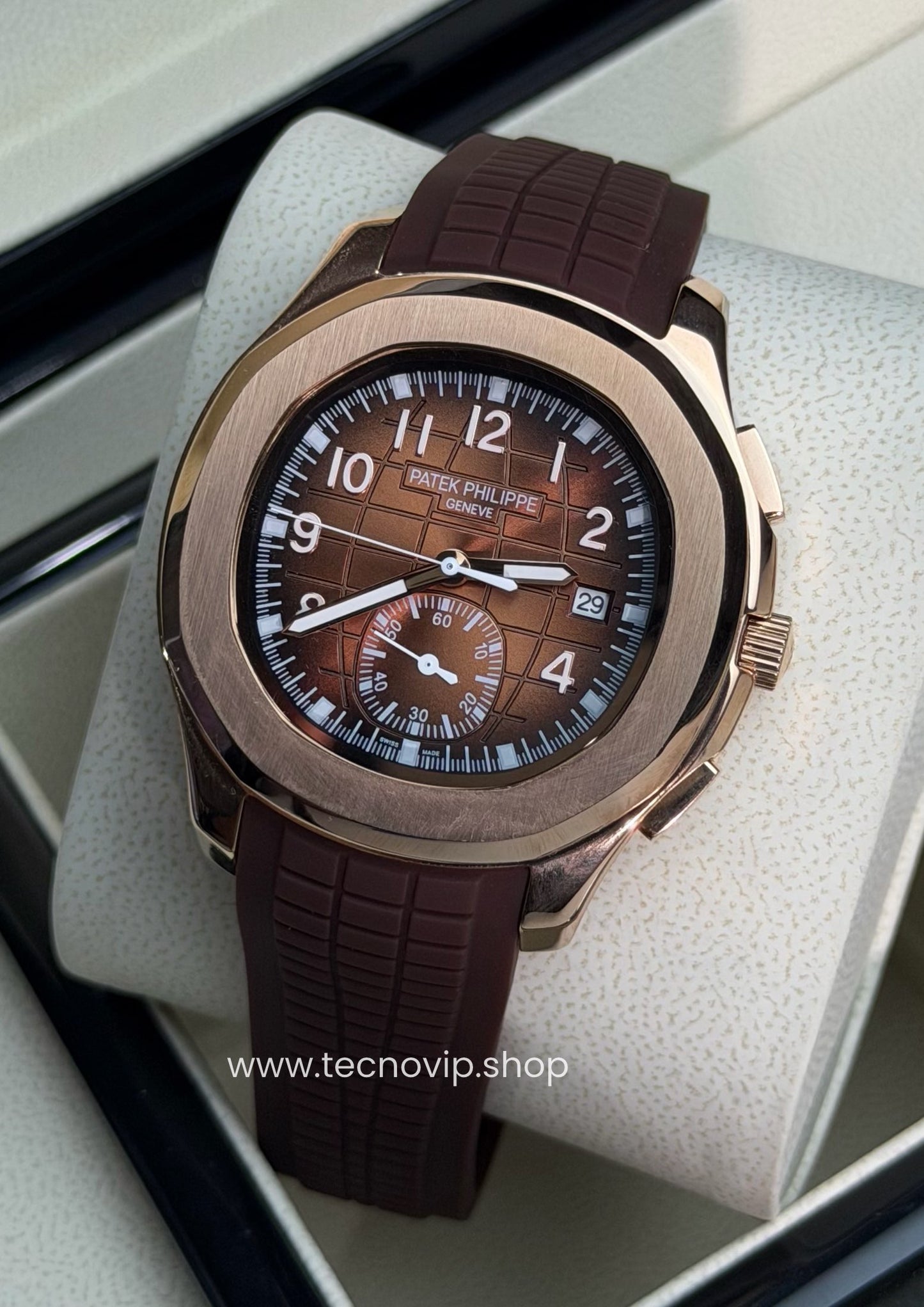 PATEK PHILIPPE AQUANAUT CHRONOGRAPH ROSE GOLD BROWN DIAL
