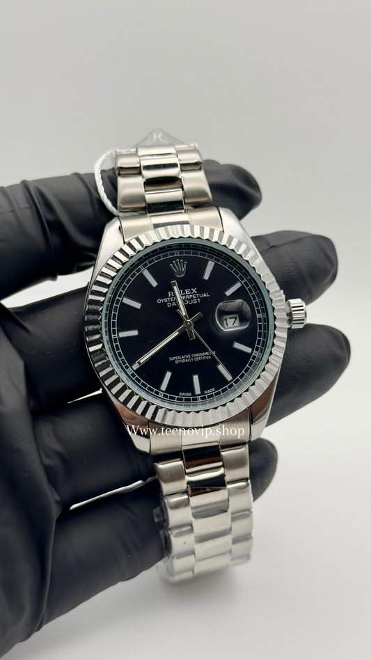 ROLEX DATEJUST SILVER AND BLACK SEMIAUTOMÁTICO