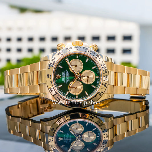 ROLEX DAYTONA GOLD AND GREEN CORAZON ABIERTO FULL SET AAA+