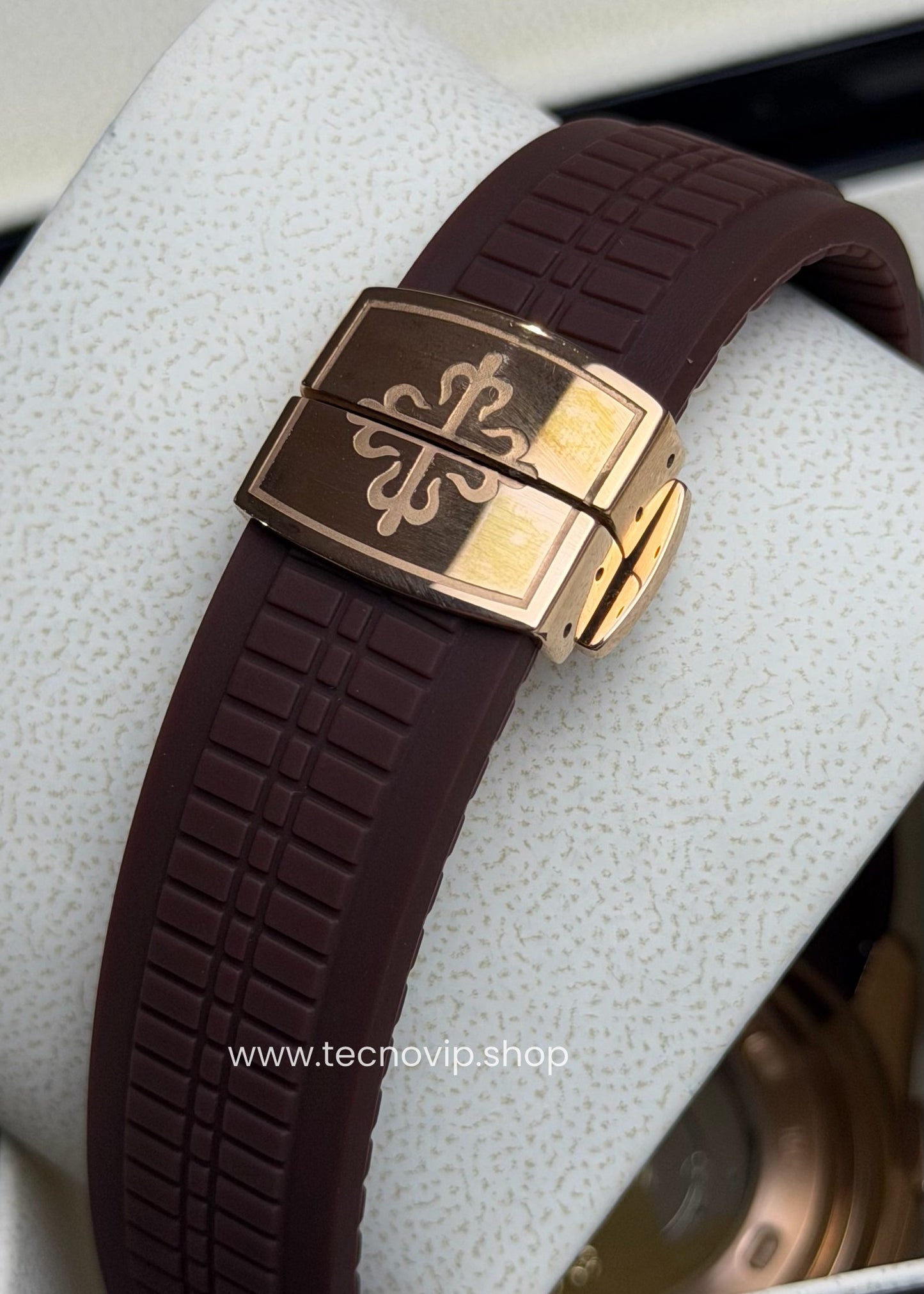 PATEK PHILIPPE AQUANAUT CHRONOGRAPH ROSE GOLD BROWN DIAL