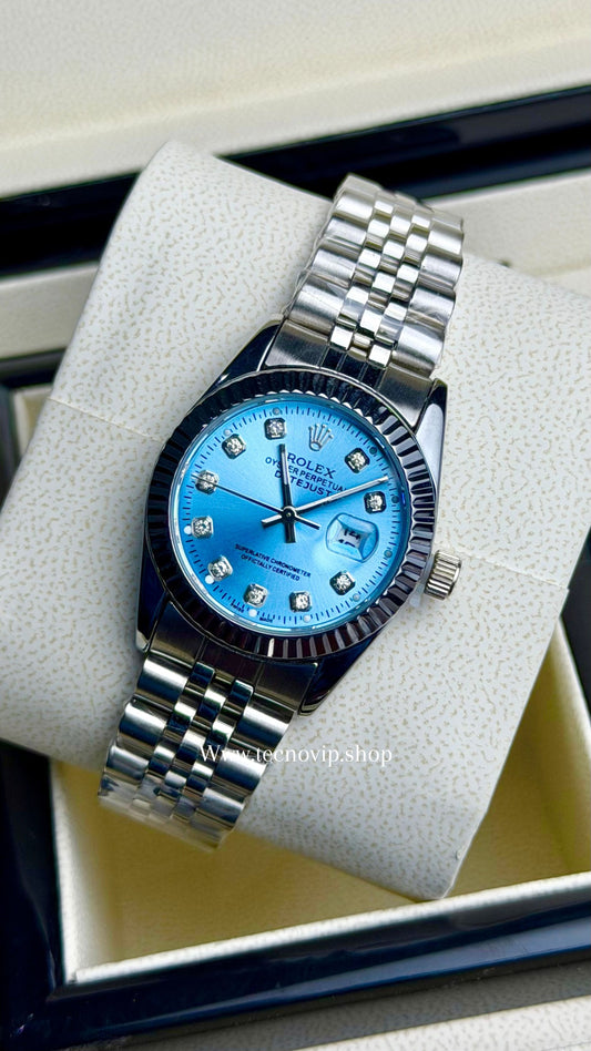 ROLEX PRESIDENCIAL  SILVER AND SKYBLUE (MUJER)
