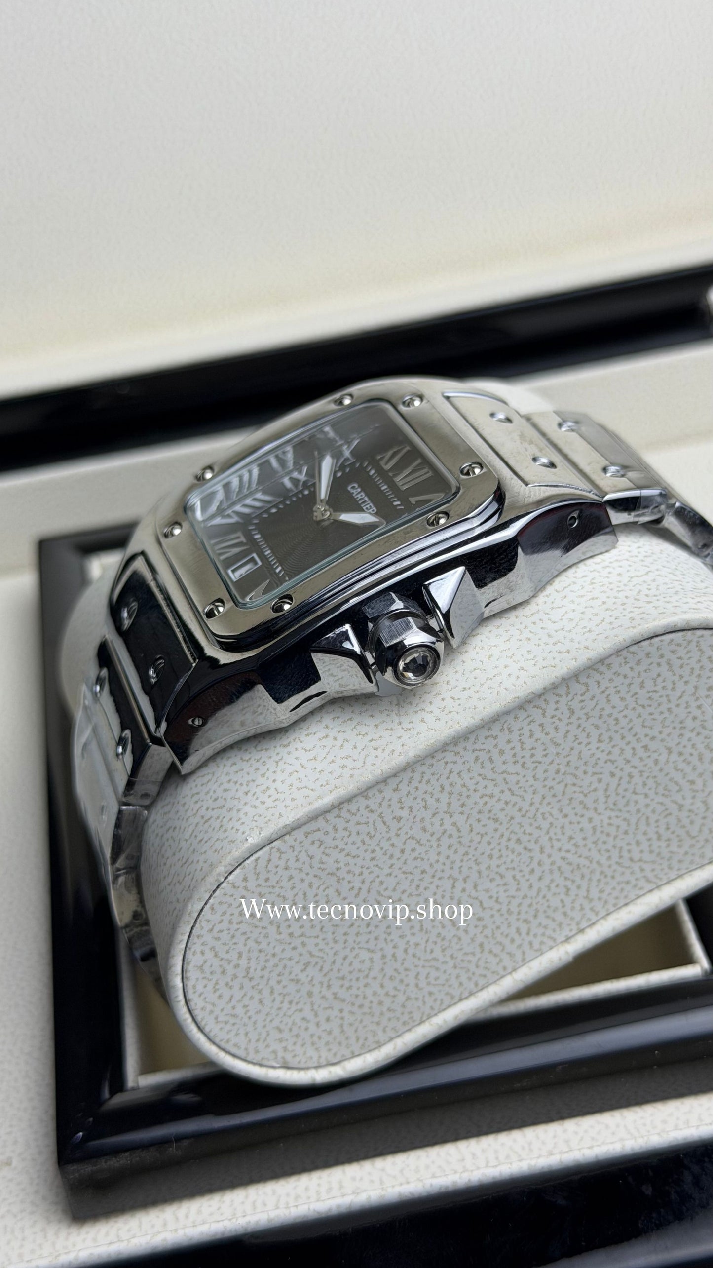 CARTIER SANTOS SILVER AND BLACK