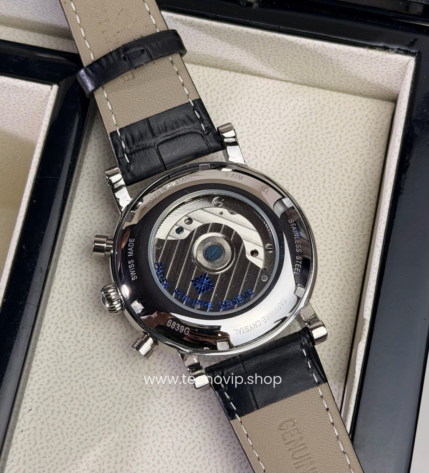 PATEK PHILLIPE COMPLICATION MOONDAY BLACK  AND BLACK SILVER  AAA+ (OPCIÓN A FULL SET)