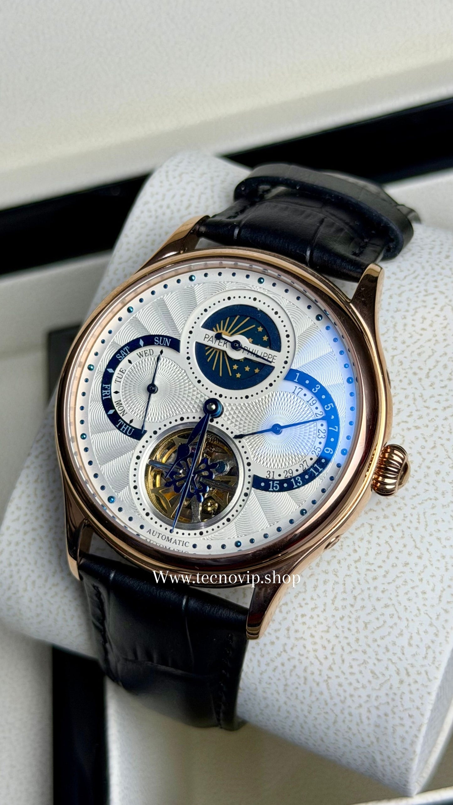 PATEK PHILLIPE TURBILLION MOONDAY BLACK AND GOLD ROSE AAA+ (OPCIÓN A FULL SET)