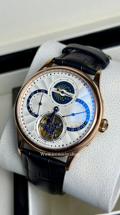 PATEK PHILLIPE TURBILLION MOONDAY BLACK AND GOLD ROSE AAA+ (OPCIÓN A FULL SET)