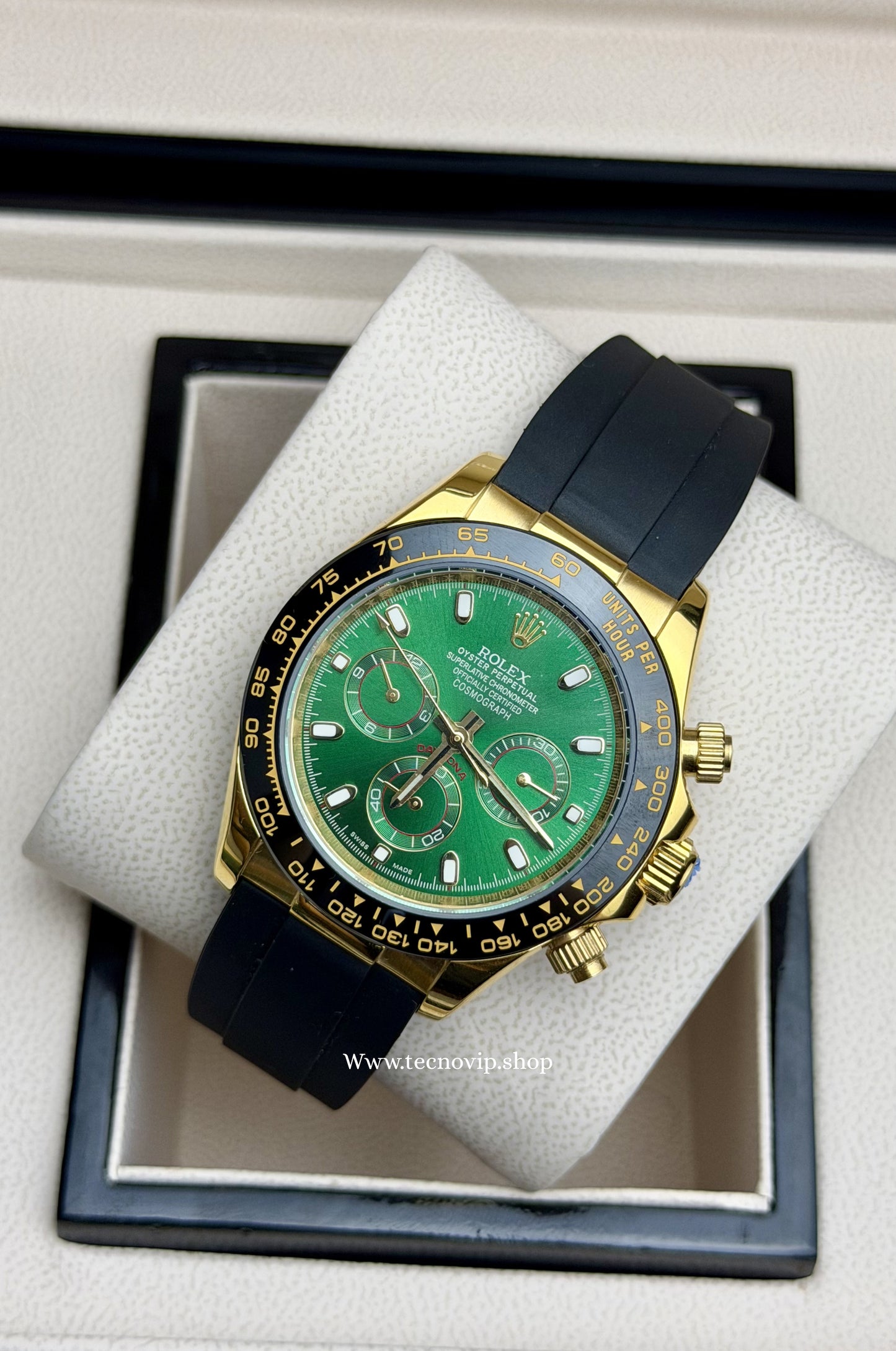 ROLEX DAYTONA GOLD AND GREEN OYSTERFLEX  AAA+ (OPCIÓN A FULL SET)
