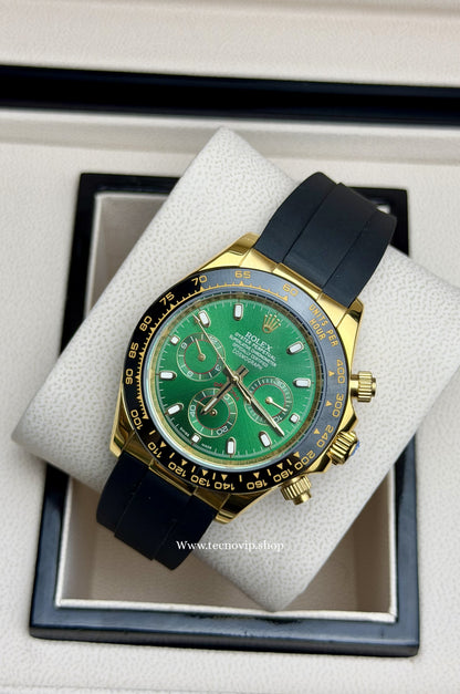 ROLEX DAYTONA GOLD AND GREEN OYSTERFLEX  AAA+ (OPCIÓN A FULL SET)