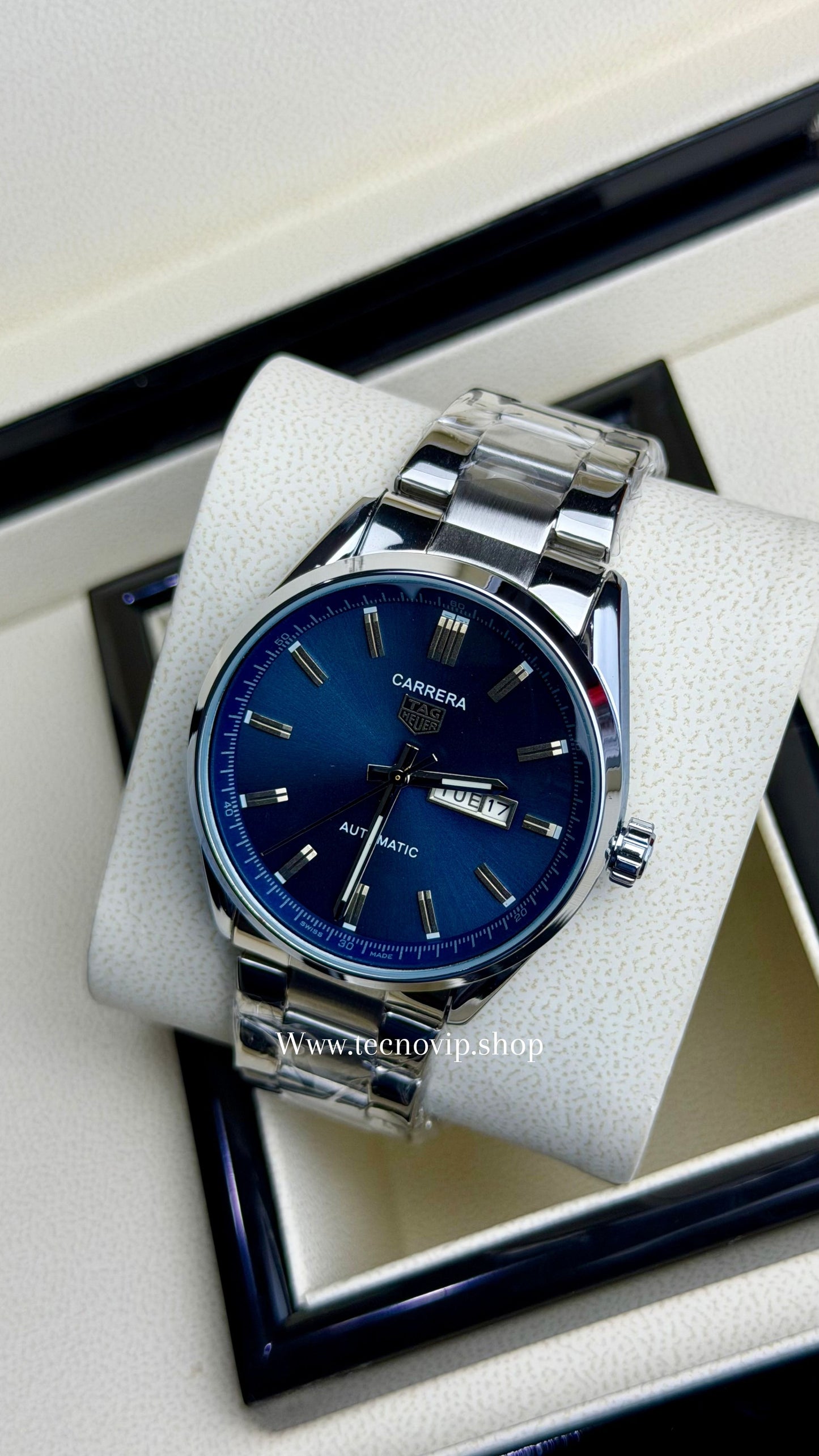 TAG CARRERA DAYDATE BLUE SILVER