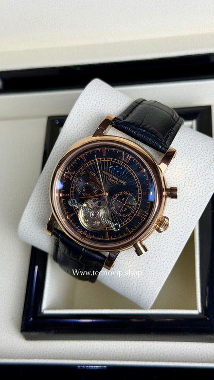 PATEK PHILLIPE COMPLICATION MOONDAY BLACK AND GOLD ROSE AAA+ (OPCIÓN A FULL SET)