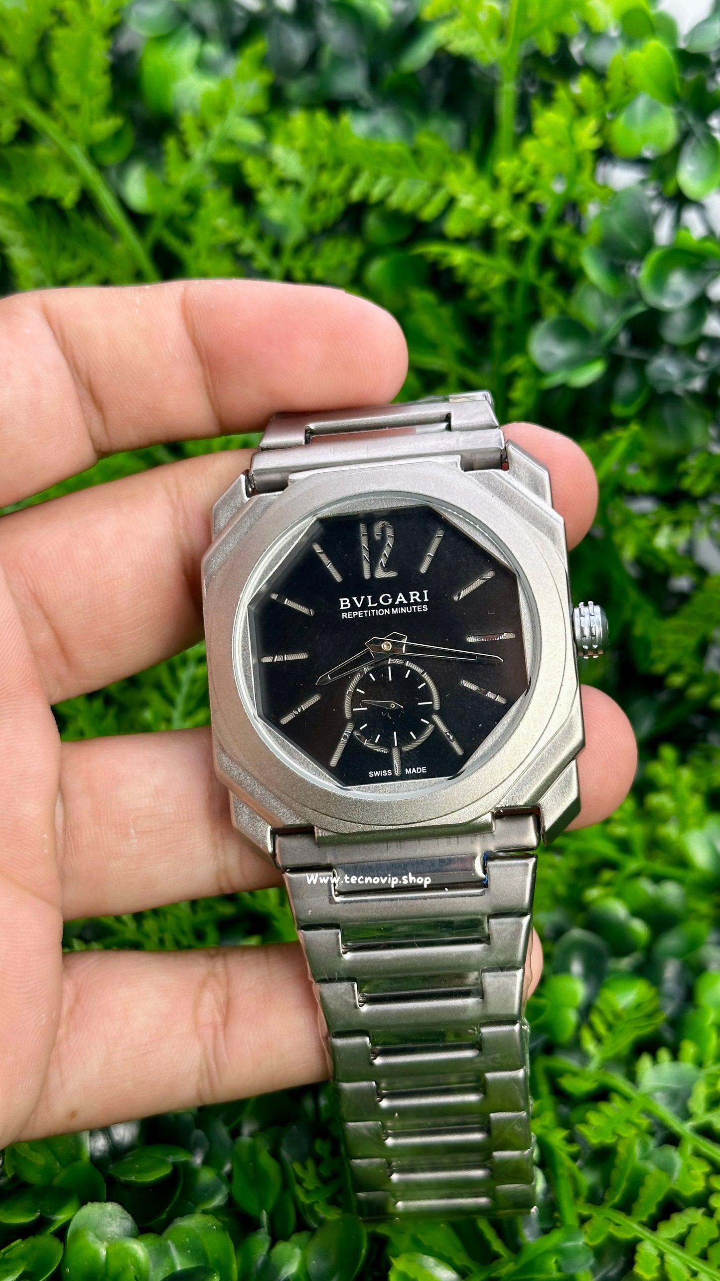 BVLGARI SILVER AND BLACK CRONOGRAF