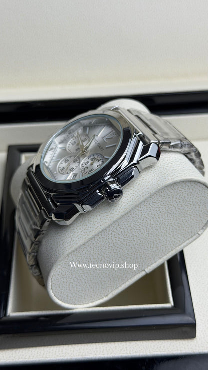 BVLGARI CRONOGRAF SILVER AND WHITE BLACK