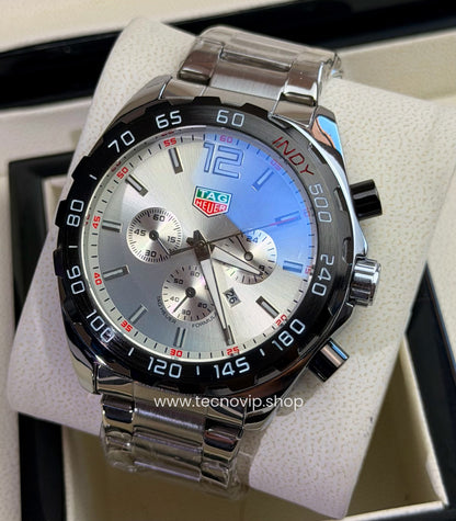 TAG Heuer Formula 1 Chronograph Indy 500 Silver and White Black