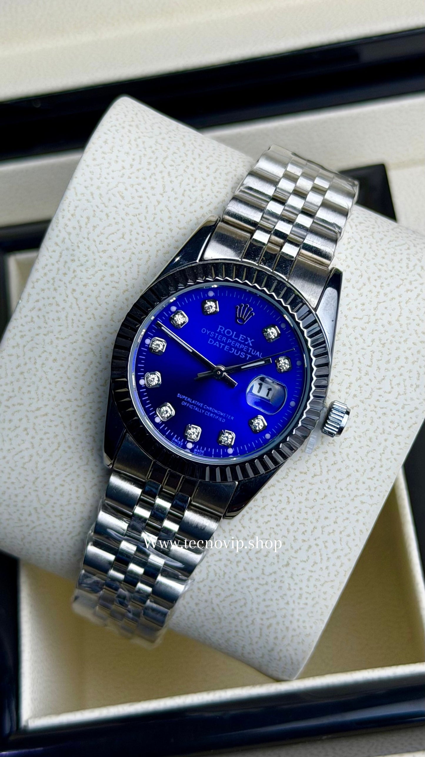 ROLEX PRESIDENCIAL SILVER AND BLUE     (MUJER)