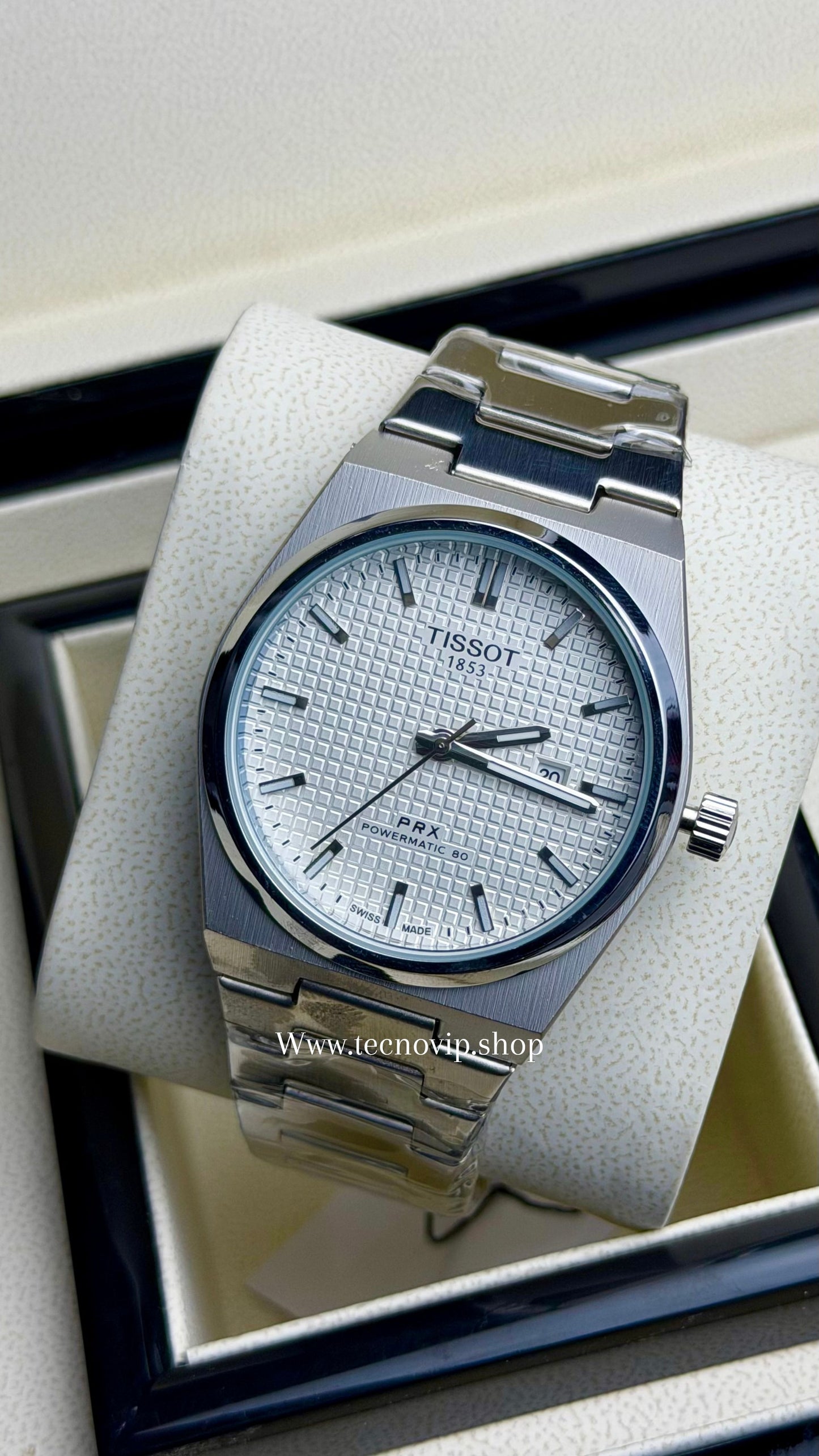 TISSOT PRX SILVER AND WHITE OPENBACK SEMIAUTOMÁTICO
