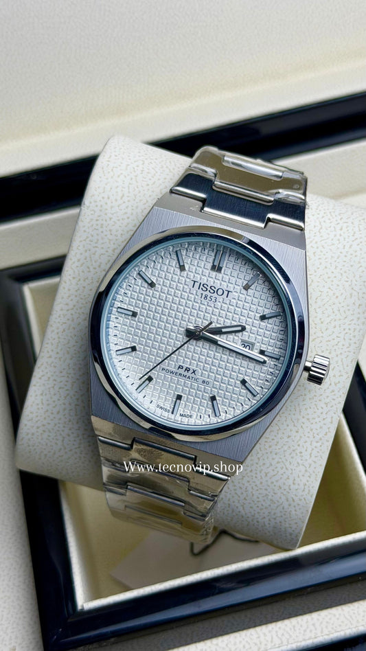TISSOT PRX SILVER AND WHITE OPENBACK SEMIAUTOMÁTICO