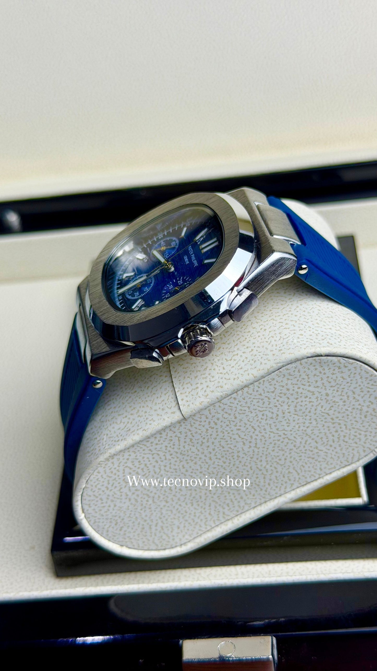 PATEK PHILLIPI CRONOGRAF BLUE SILVER  FLEX