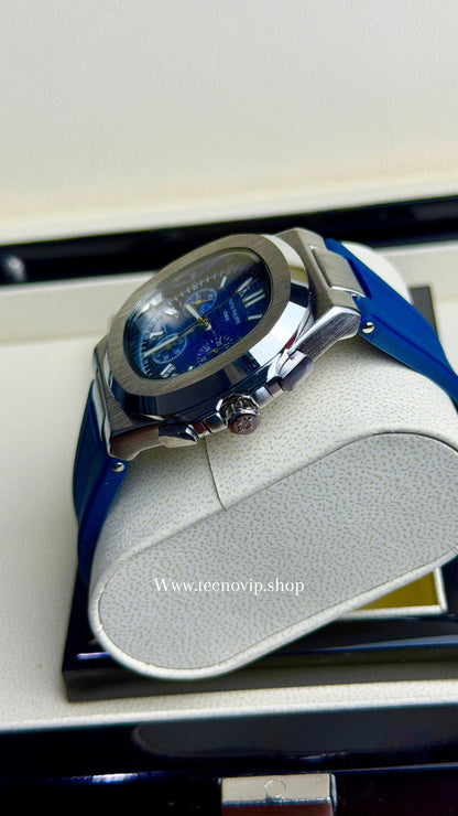 PATEK PHILLIPI CRONOGRAF BLUE SILVER  FLEX