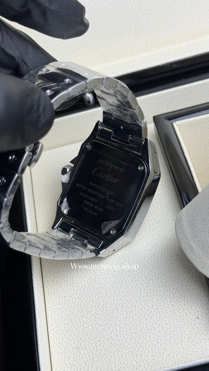 CARTIER SANTOS SILVER AND BLACK