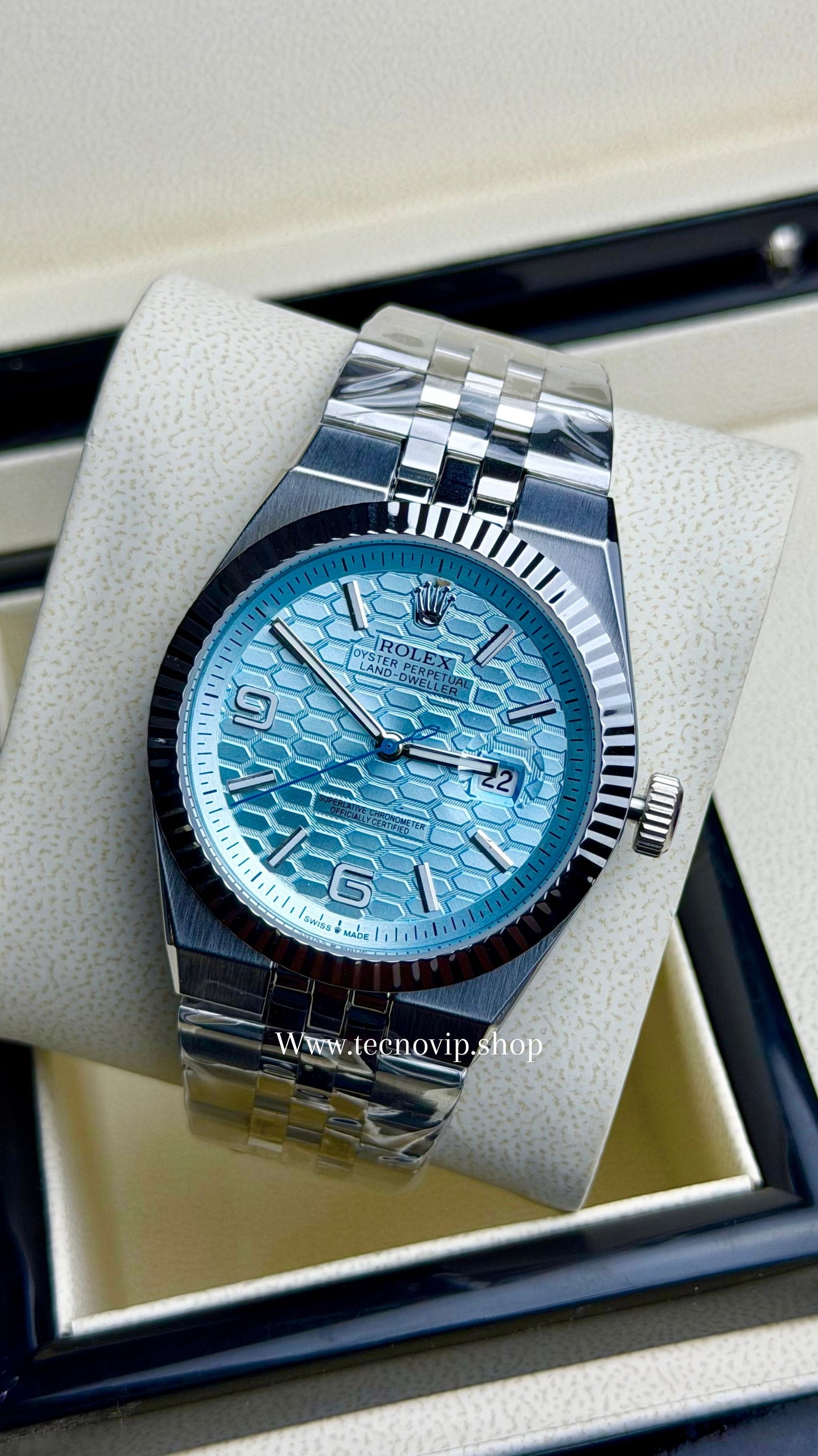 ROLEX LAND DWELLER SILVER AND TIFFANY SEMIAUTOMÁTICO