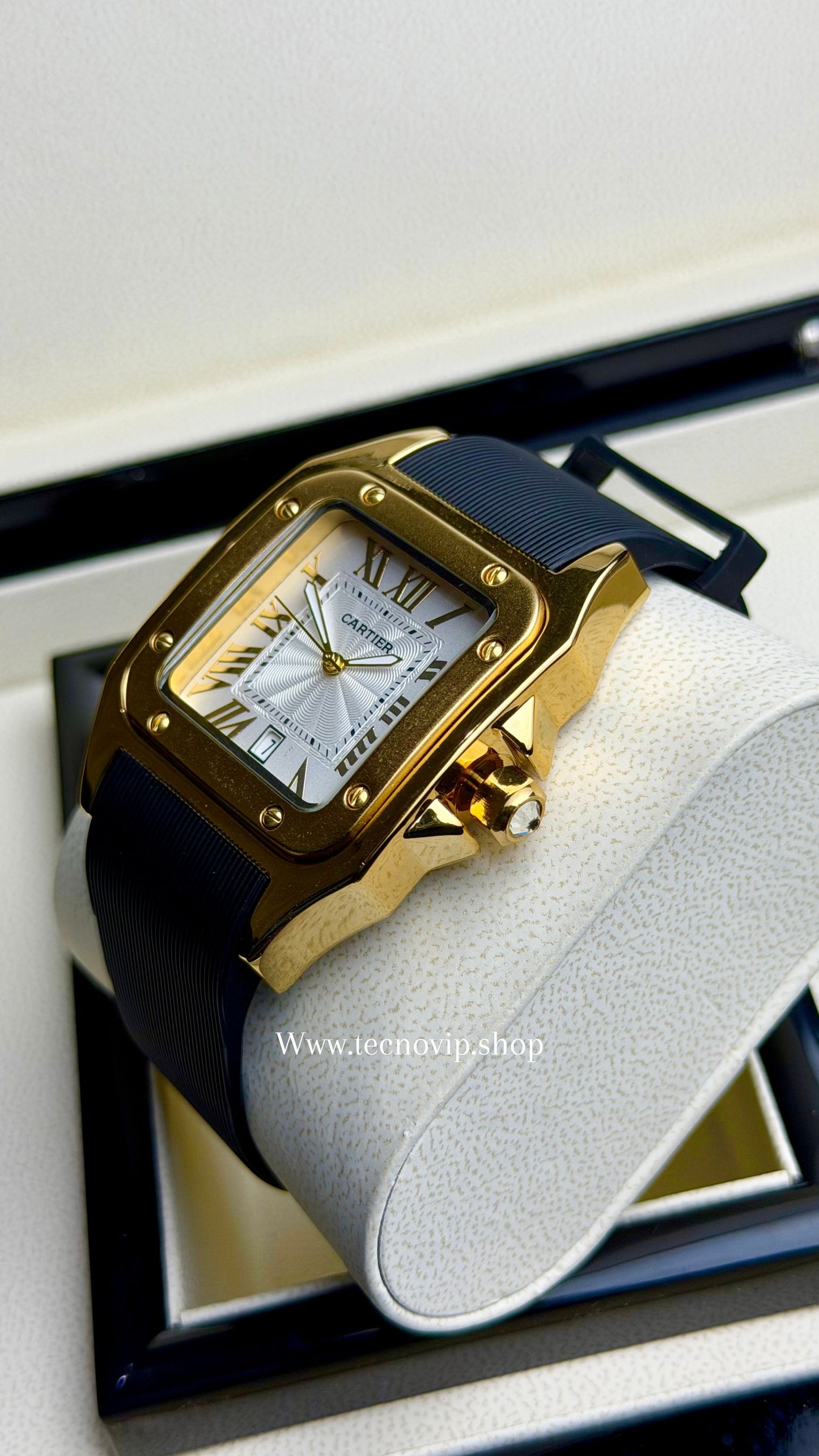 CARTIER SANTOS 100 WHITE GOLD BLACK