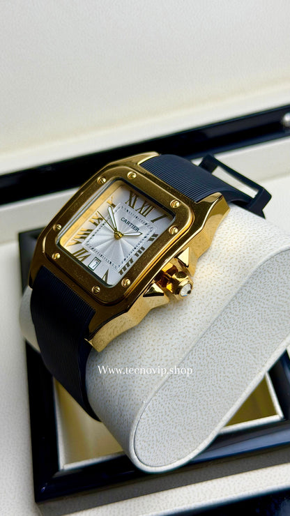 CARTIER SANTOS 100 WHITE GOLD BLACK