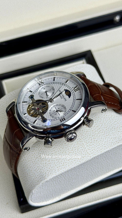 PATEK PHILLIPE COMPLICATION MOONDAY MARRÓN AND SILVER AAA+ (OPCIÓN A FULL SET)