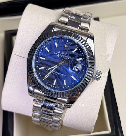 ROLEX DATEJUST SILVER AND BLUE PALMERA SEMIAUTOMÁTICO