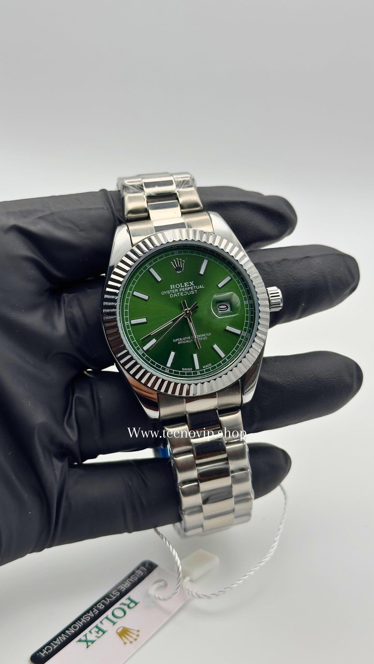 ROLEX DATEJUST SILVER AND GREEN (LISO)
