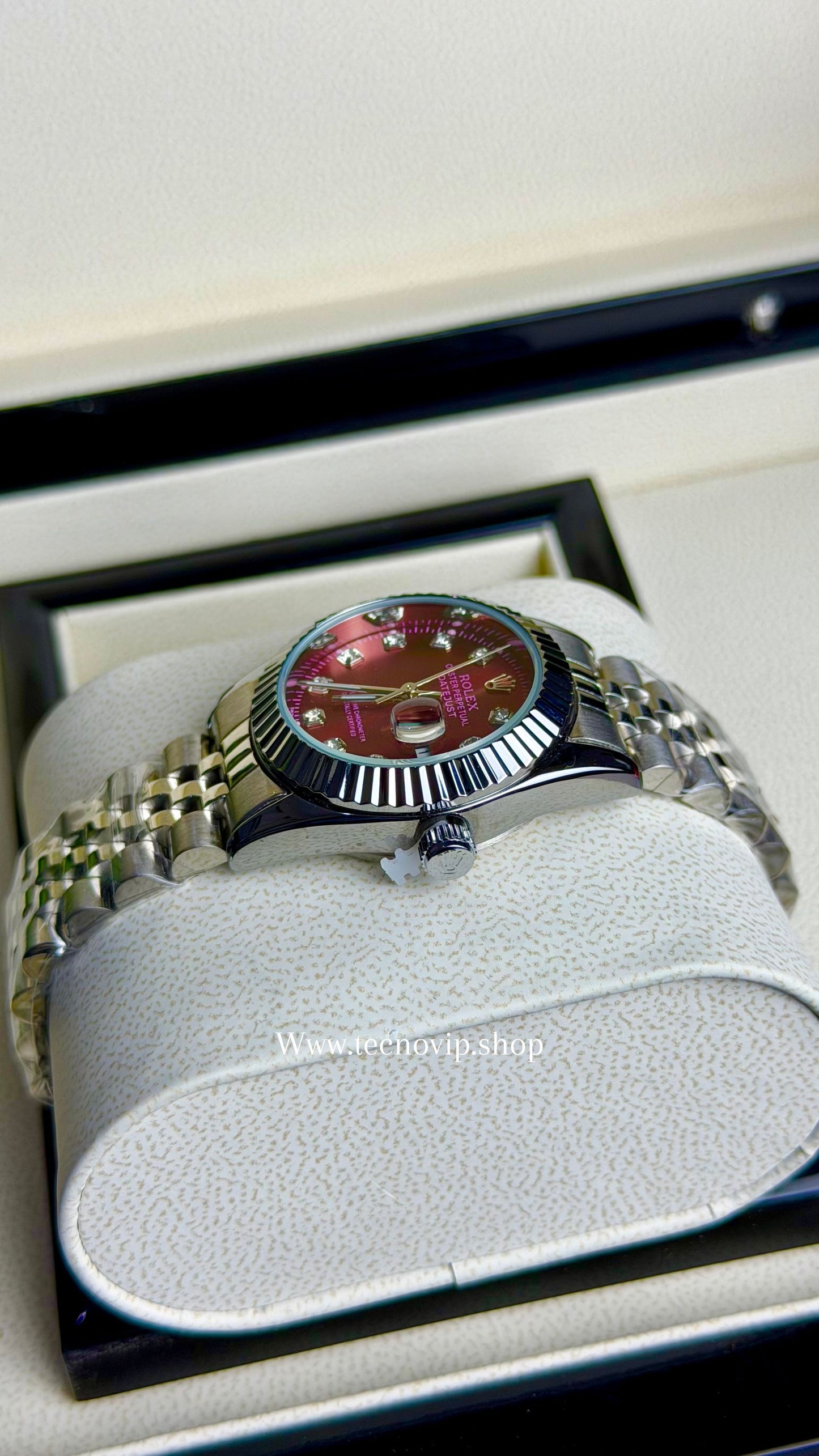 ROLEX PRESIDENCIAL SILVER AND RED   (MUJER)