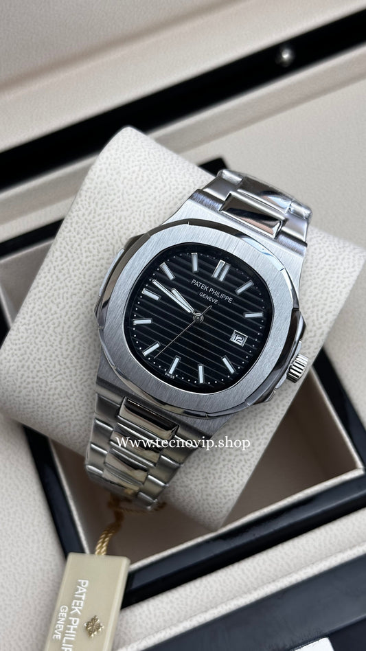 PATEK PHILIPPE NAUTILUS SILVER AND BLACK SEMIAUTOMÁTICO